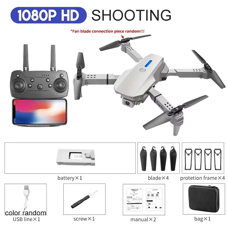 Drone Camera Wide Angle - Drone RC E88 Pieghevole con Telecamera